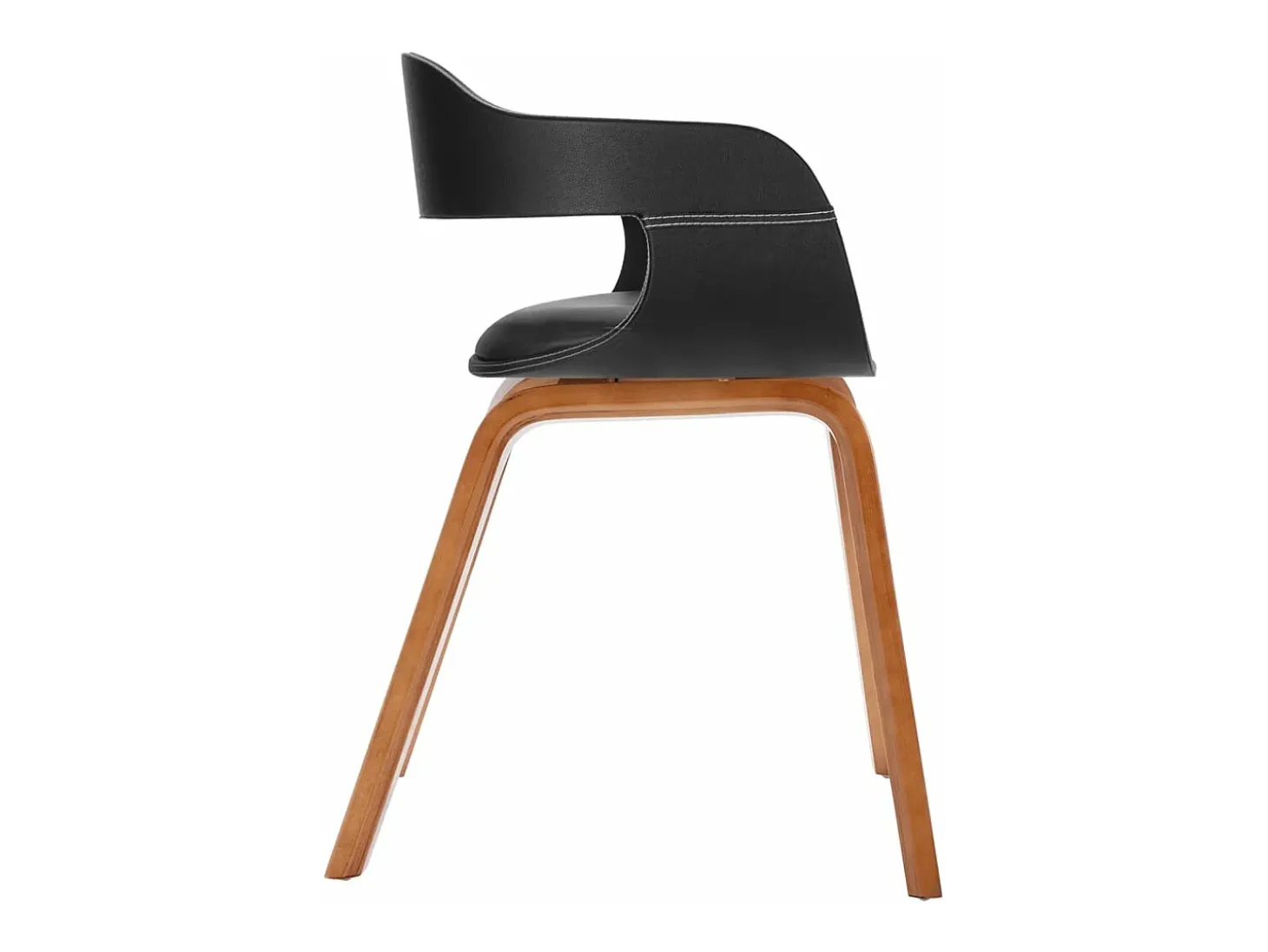 Silla de comedor de madera curvada y cuero artificial