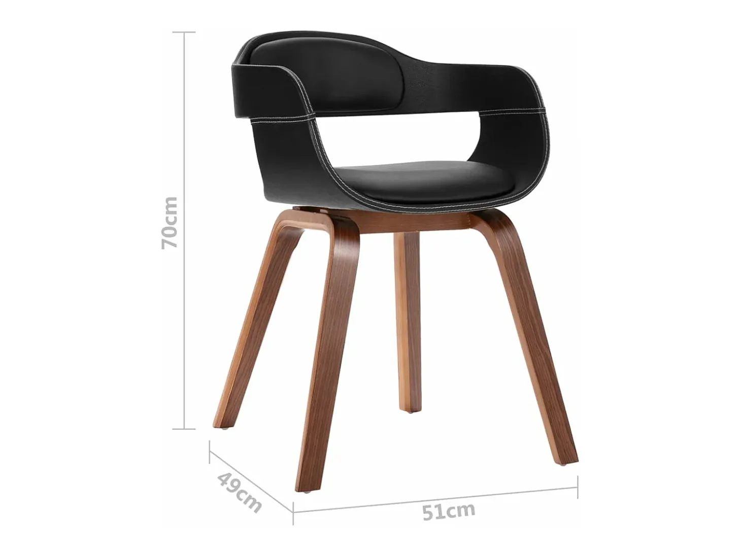 Silla de comedor de madera curvada y cuero artificial