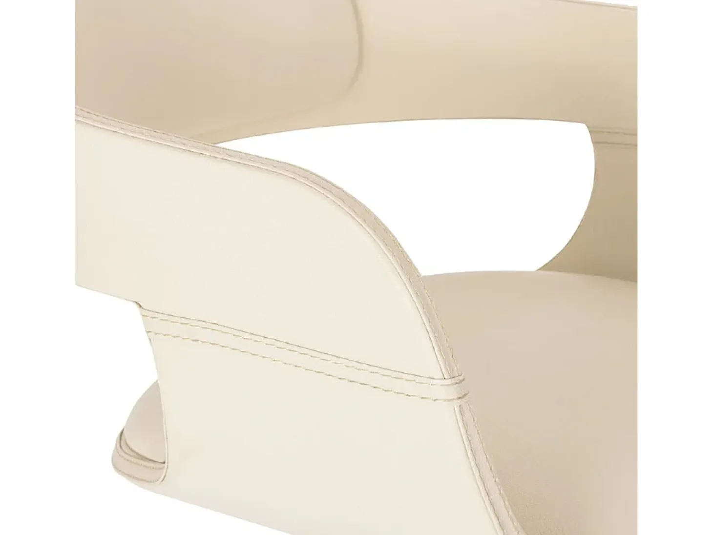 Silla de comedor de madera curvada y cuero artificial blanco