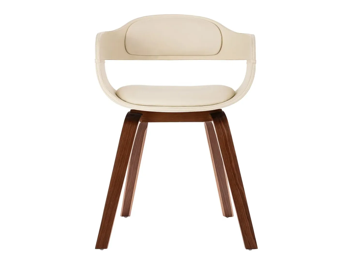 Silla de comedor de madera curvada y cuero artificial blanco