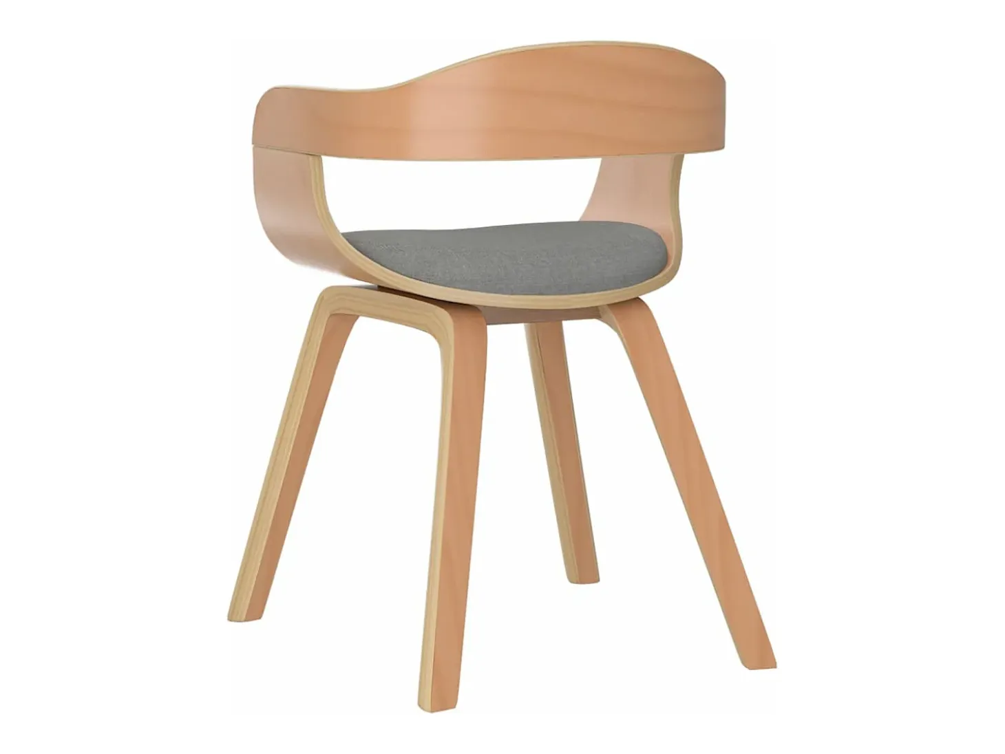 Silla de comedor de madera curvada y tela gris taupé
