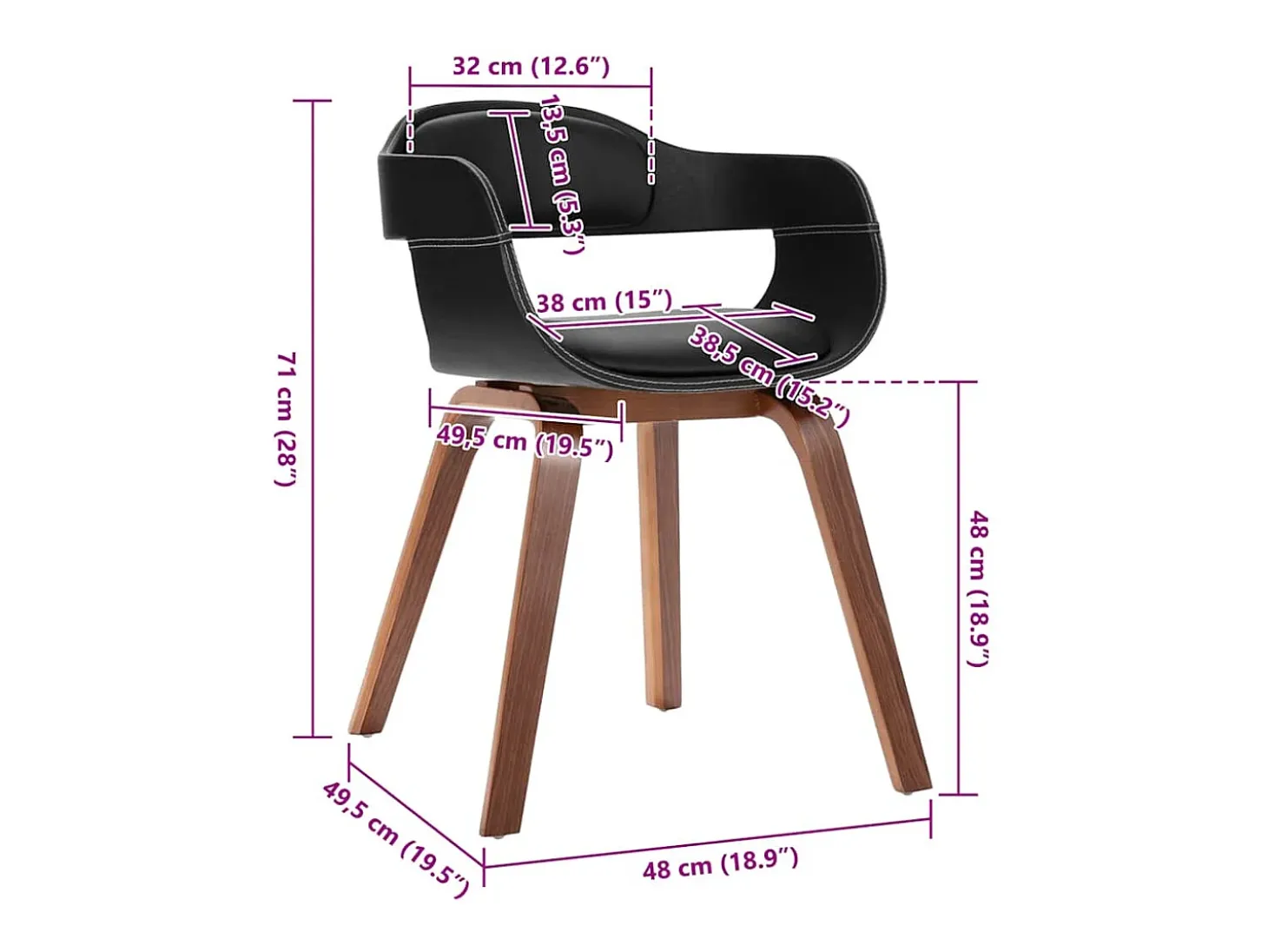 Silla de comedor de madera curvada y polipiel.