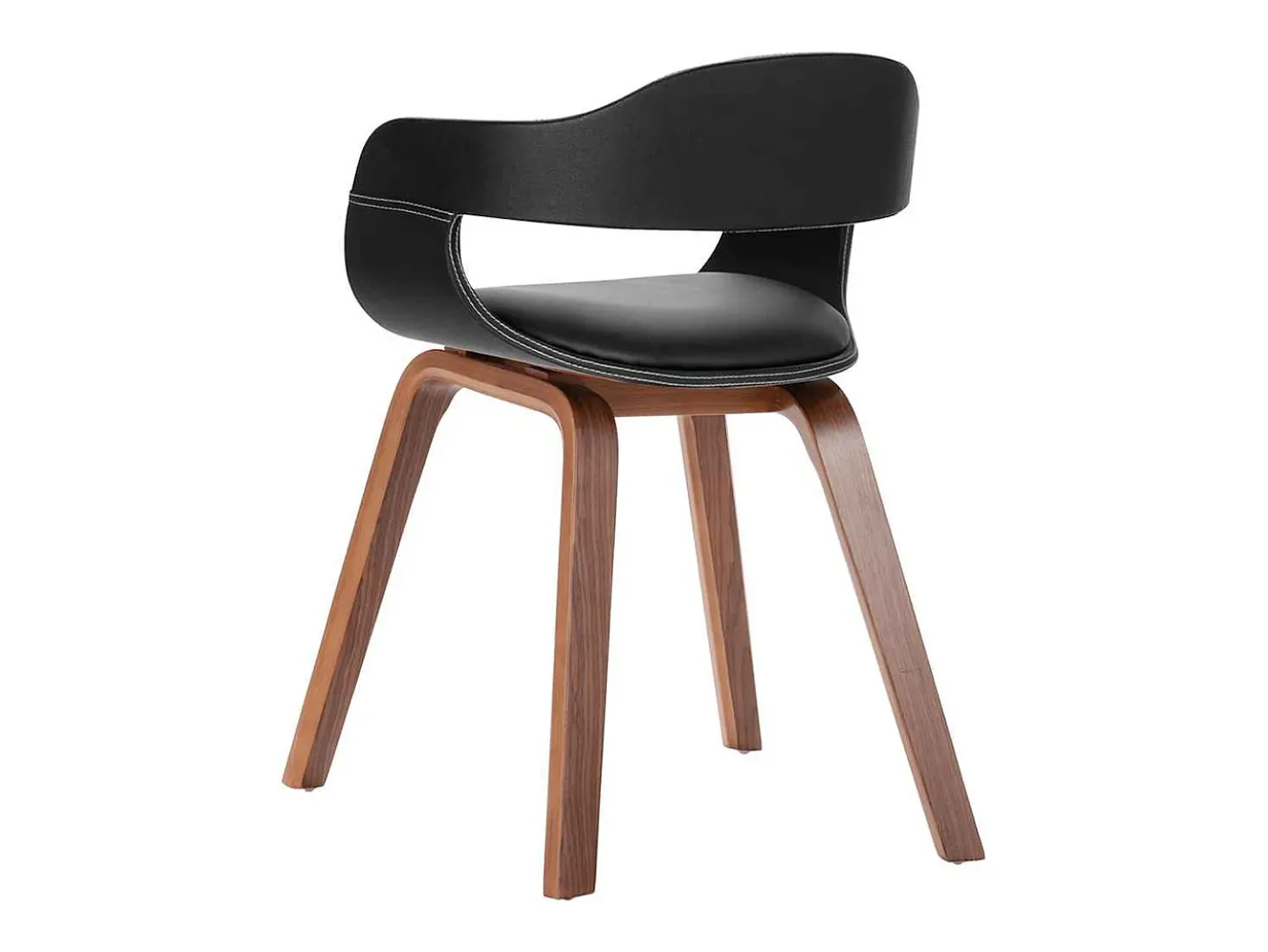 Silla de comedor de madera curvada y polipiel.