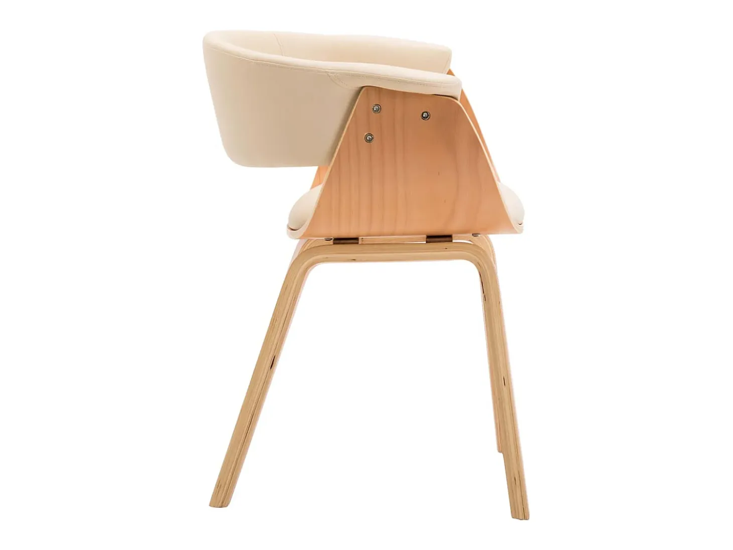 Silla de comedor de madera curvada y cuero sintético crema ES255787