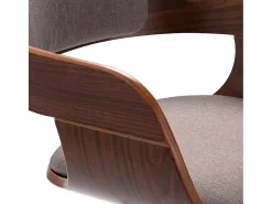Silla de comedor de madera curvada y tela gris taupé