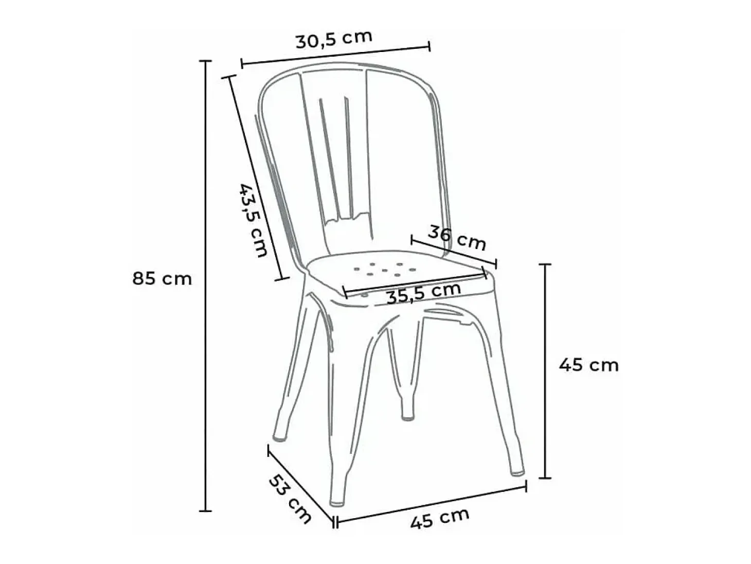 silla de comedor de metal para cocinas y bares steel one - Blanco