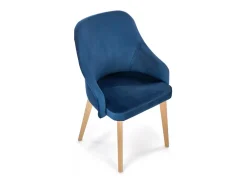 Silla de comedor de tela azul con patas de madera maciza KANDRA