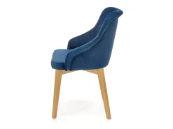Silla de comedor de tela azul con patas de madera maciza KANDRA