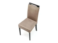 Silla de comedor de terciopelo beige con patas de madera maciza negra Candy