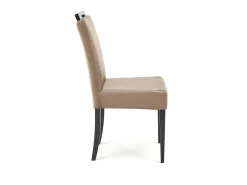 Silla de comedor de terciopelo beige con patas de madera maciza negra Candy