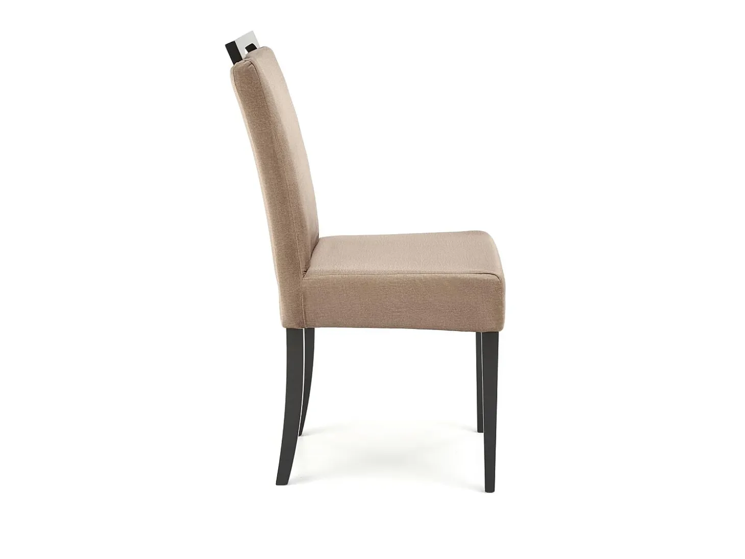 Silla de comedor de terciopelo beige con patas de madera maciza negra Candy