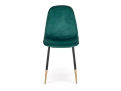 Silla de comedor de terciopelo verde con patas de acero negro y dorado SIEMPRE
