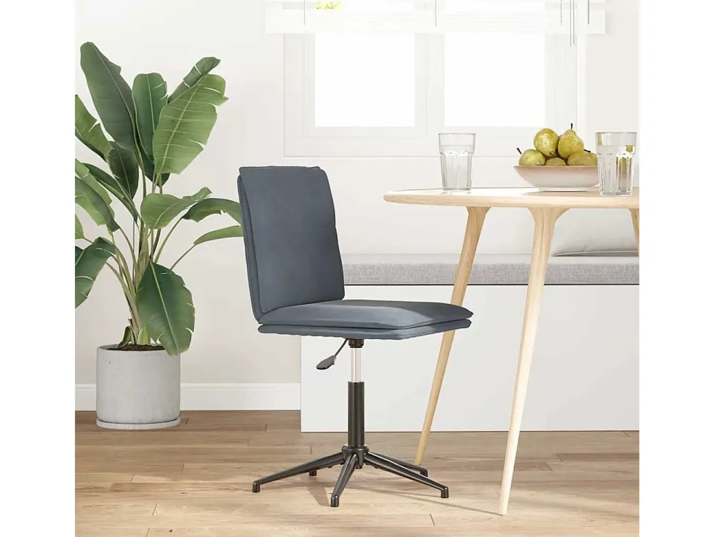 Silla de comedor de terciopelo gris oscuro