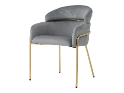 Silla de comedor de terciopelo - 79 x 45 x 53 cm - para salón y dormitorio - Cuatro patas de metal - Gris
