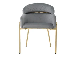 Silla de comedor de terciopelo - 79 x 45 x 53 cm - para salón y dormitorio - Cuatro patas de metal - Gris