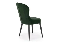Silla de comedor de terciopelo verde oscuro con patas de acero Spin negro