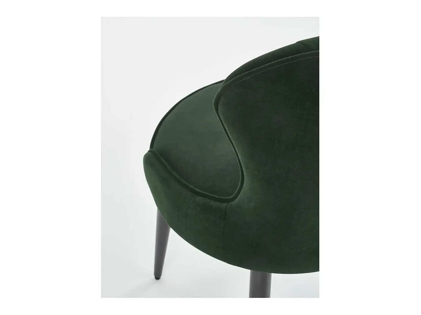 Silla de comedor de terciopelo verde oscuro con patas de acero Spin negro