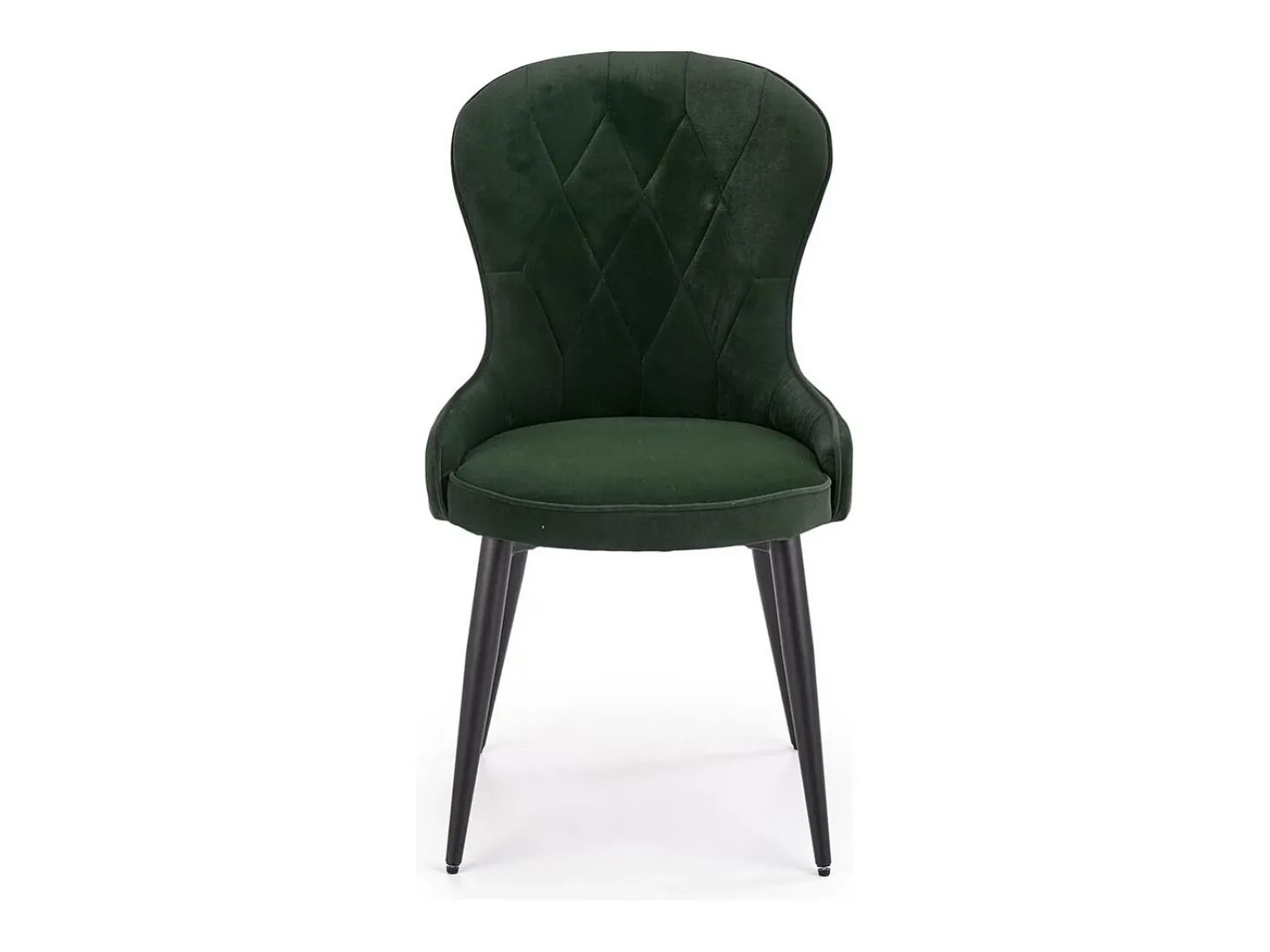 Silla de comedor de terciopelo verde oscuro con patas de acero Spin negro