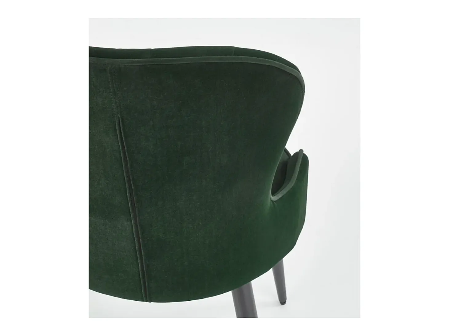 Silla de comedor de terciopelo verde oscuro con patas de acero Spin negro