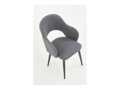 Silla de comedor de terciopelo gris con patas de acero negro UNIK