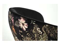 Silla de comedor de terciopelo con respaldo de estampado floral Tropic