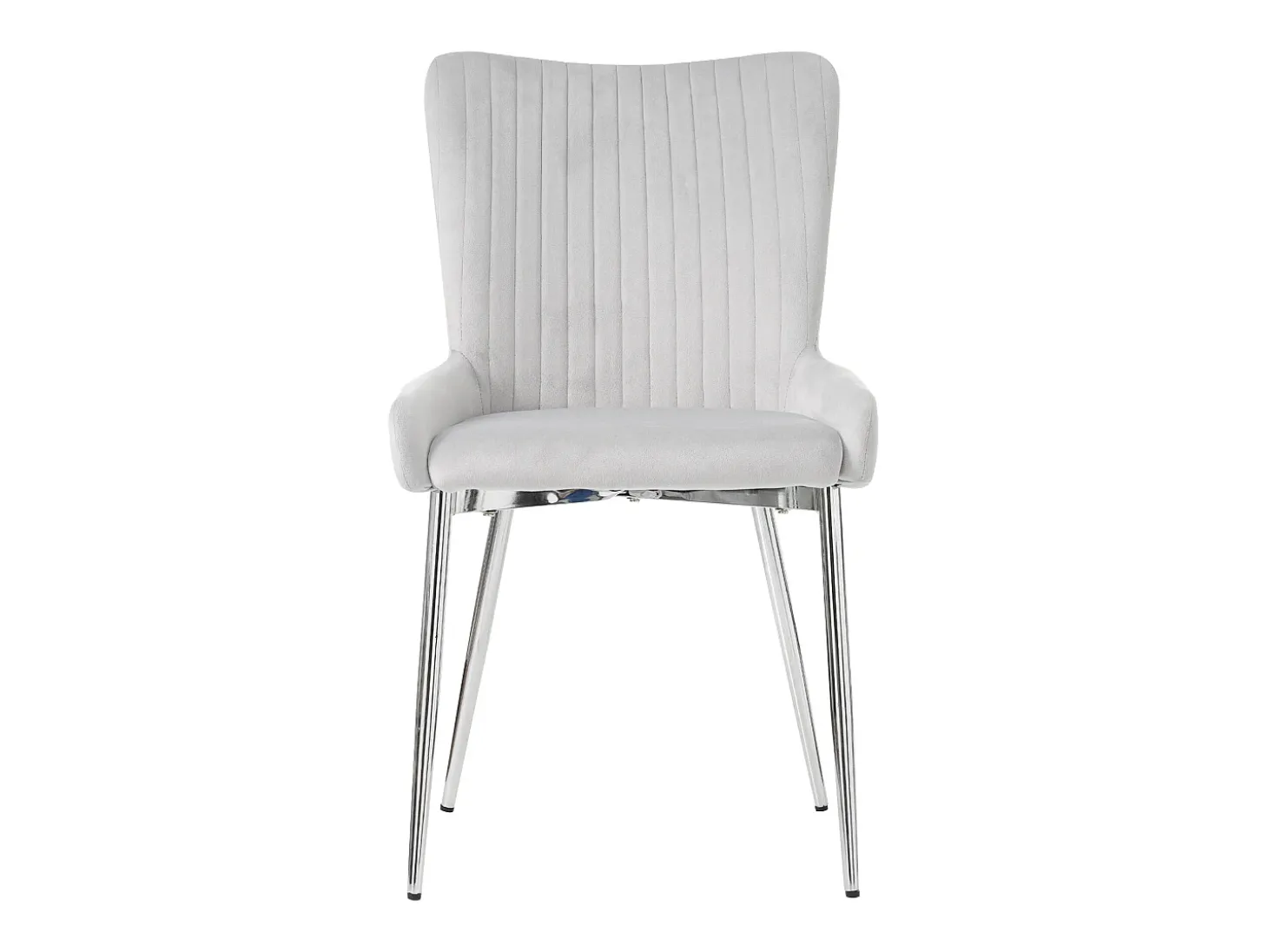 Silla de comedor de terciopelo, lote de 2, sillón con cuatro patas de metal plateado, gris