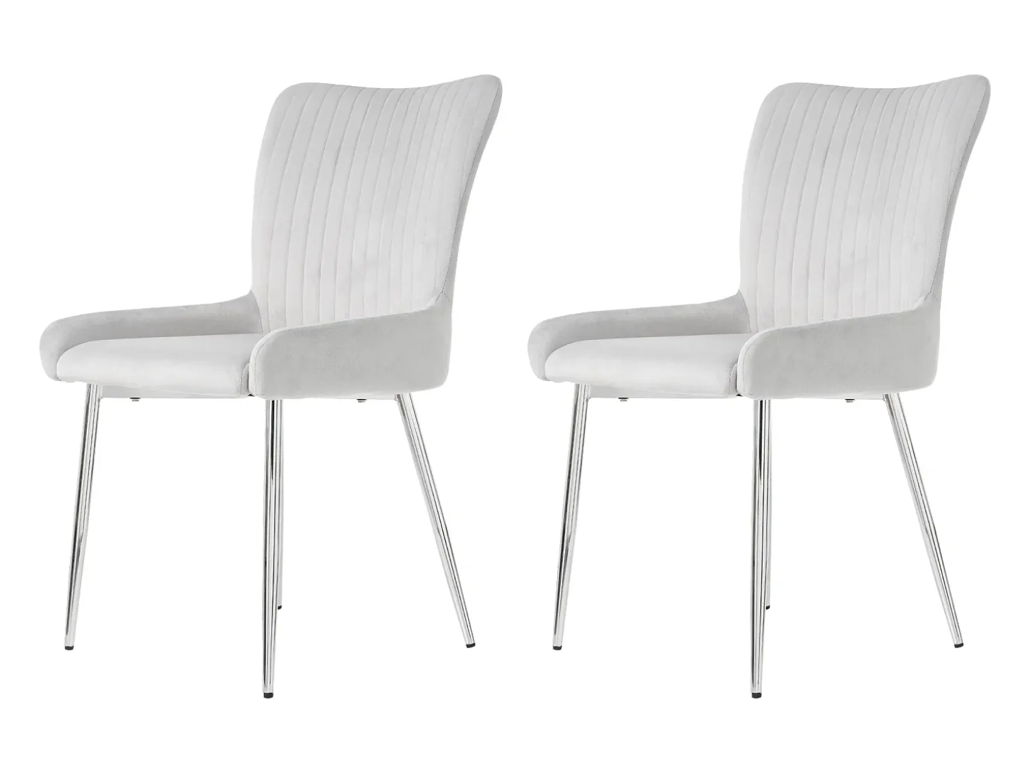 Silla de comedor de terciopelo, lote de 2, sillón con cuatro patas de metal plateado, gris