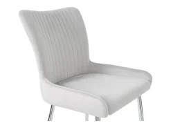 Silla de comedor de terciopelo, lote de 2, sillón con cuatro patas de metal plateado, gris