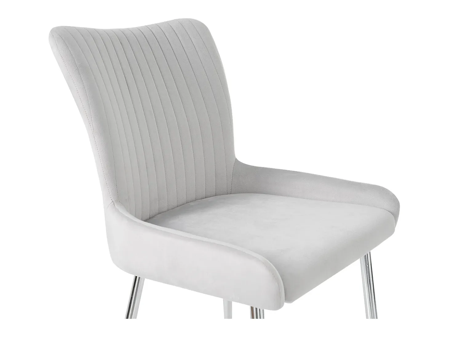 Silla de comedor de terciopelo, lote de 2, sillón con cuatro patas de metal plateado, gris