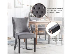 Silla de comedor de terciopelo, diseño moderno, estructura de madera maciza, gris (44x41x86 cm)