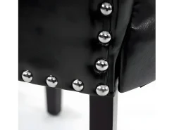 Silla de comedor Edimburgo (set de 2), piel sintética, negro, patas oscuras