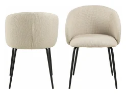 Silla de comedor Eleanor con reposabrazos tela beige.