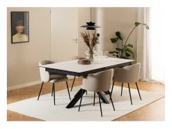 Silla de comedor Eleanor con reposabrazos tela beige.