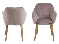 Silla de comedor Emilee, color rosa polvoriento, roble.