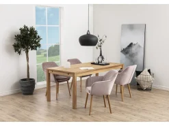 Silla de comedor Emilee, color rosa polvoriento, roble.
