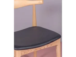 Silla de comedor en madera de fresno y cojín de polipiel - Elbow - Fresno Natural