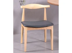 Silla de comedor en madera de fresno y cojín de polipiel - Elbow - Fresno Natural