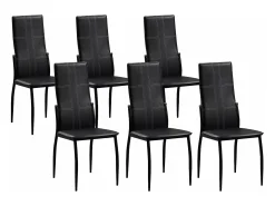 Silla de Comedor en Polipiel/Metal Blanco C-01, 6 unidades