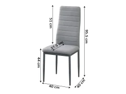 Silla de Comedor en Polipiel/metal Negro, 4 unidades