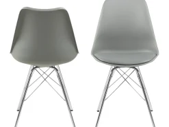Silla de comedor Erin gris, cromo.