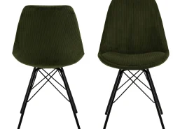 Silla de comedor Eris terciopelo verde oliva.