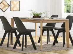 Silla de comedor estilo escandinavo color liso Teva-Gris oscuro