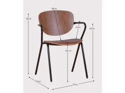 Silla de comedor estilo industrial en madera de nogal - Alpha - Nogal