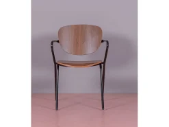 Silla de comedor estilo industrial en madera de nogal - Alpha - Nogal