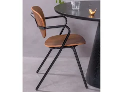 Silla de comedor estilo industrial en madera de nogal - Alpha - Nogal