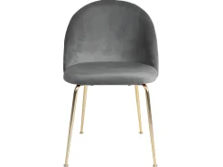 Silla de comedor Geles de terciopelo gris, patas en imitación latón.