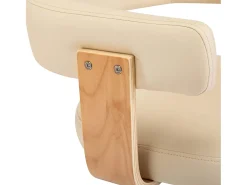 Silla de comedor giratoria madera curvada cuero sintético crema