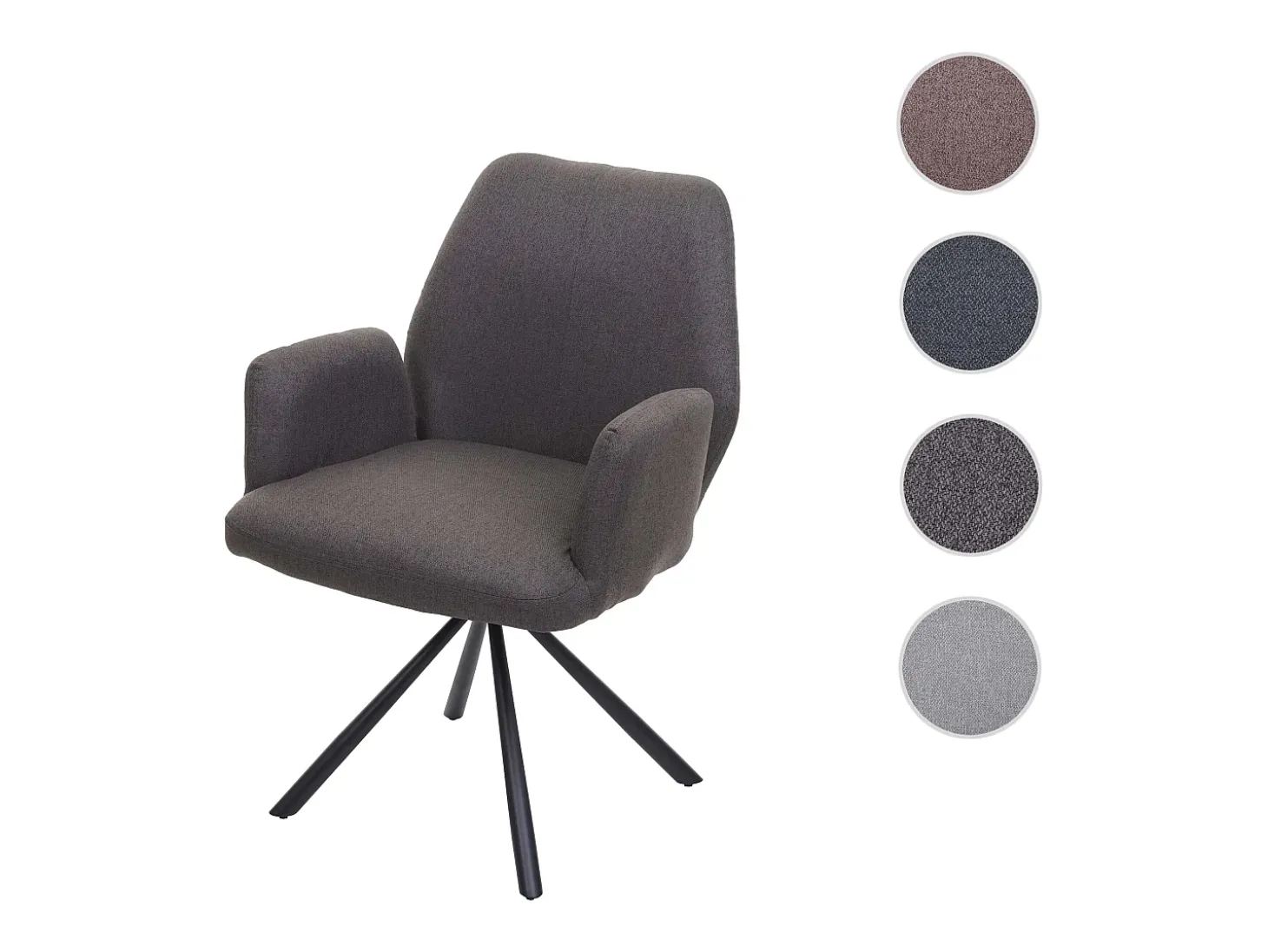 Silla de comedor giratoria MCW-H71, gris-marrón