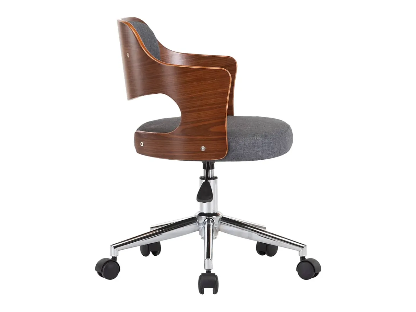 Silla de comedor giratoria de madera curvada y tela gris