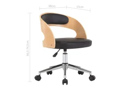 Silla de comedor giratoria negra de madera curvada y cuero sintético